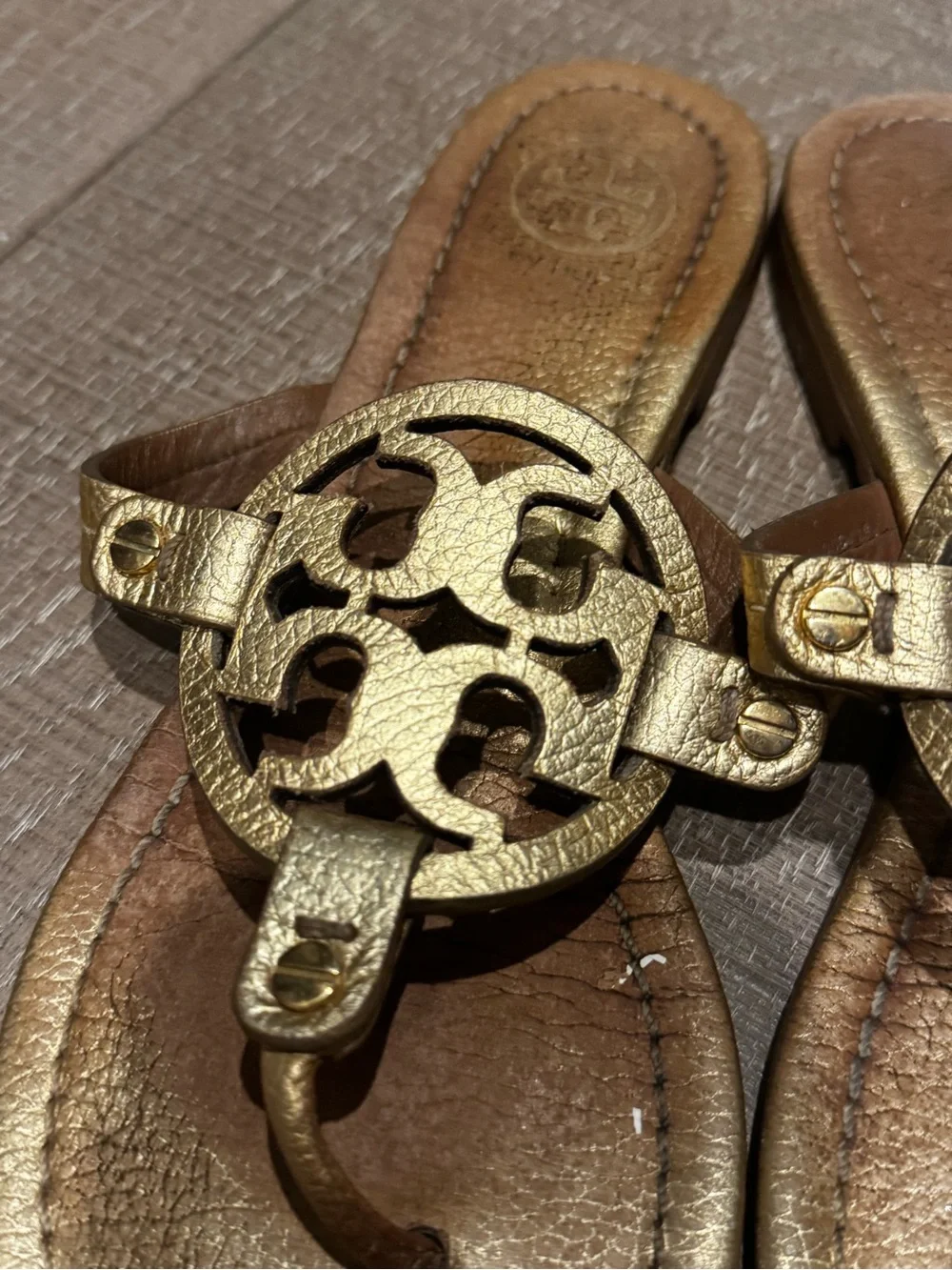 Tory Burch Gold Logo Thong Sandals